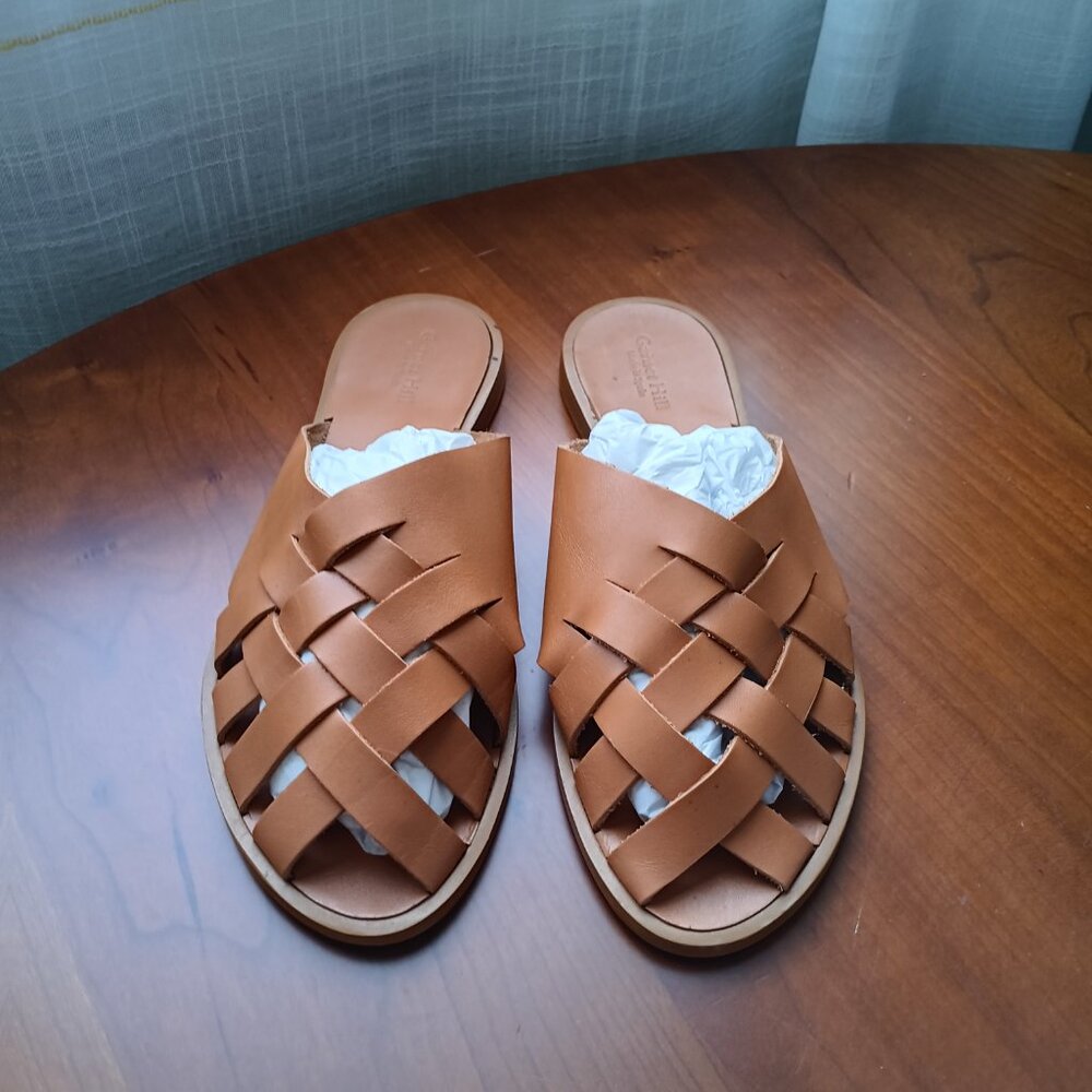 Garnet Hill Woven Leather Mules Made in Spain Size 38